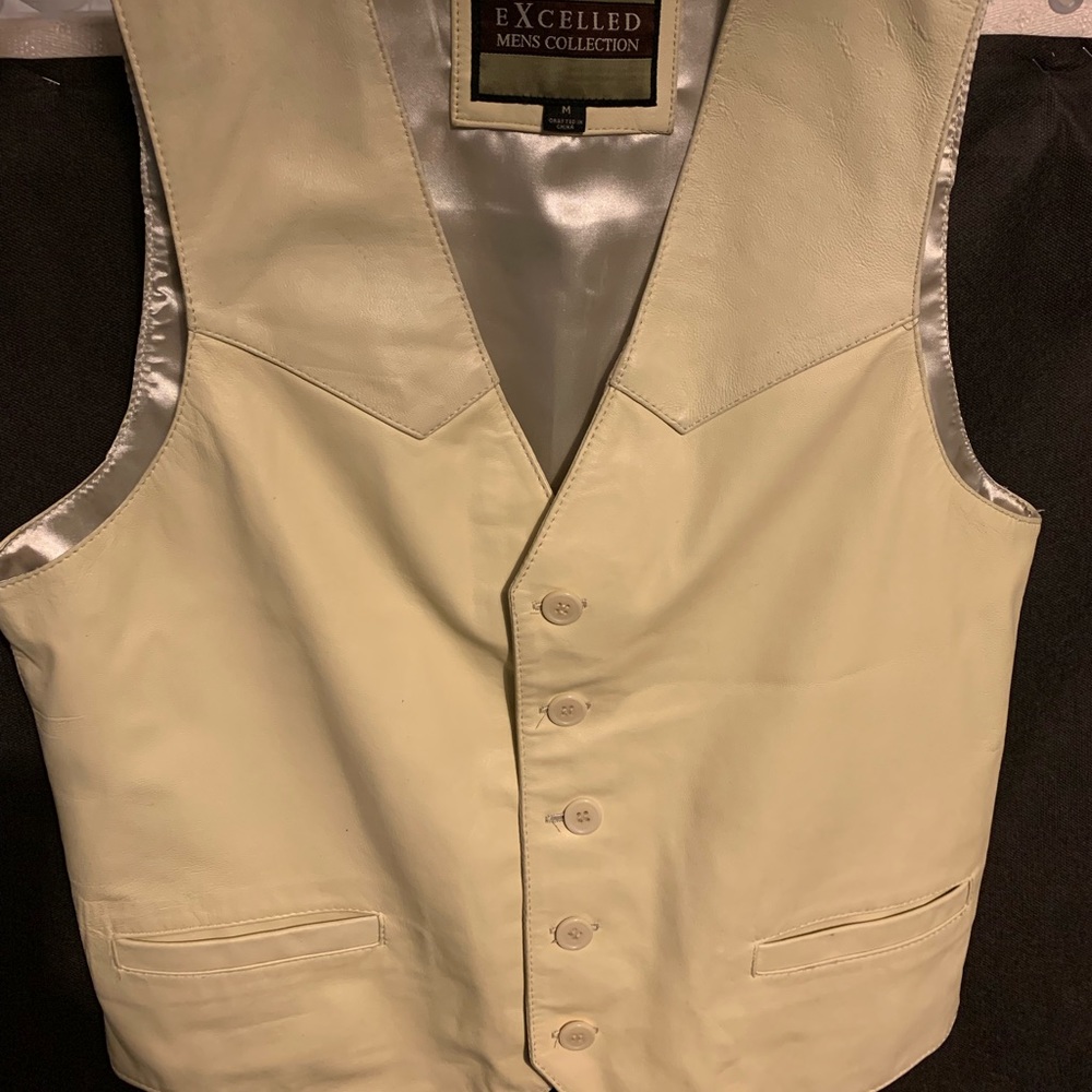 Excelled cream genuine leather vest
